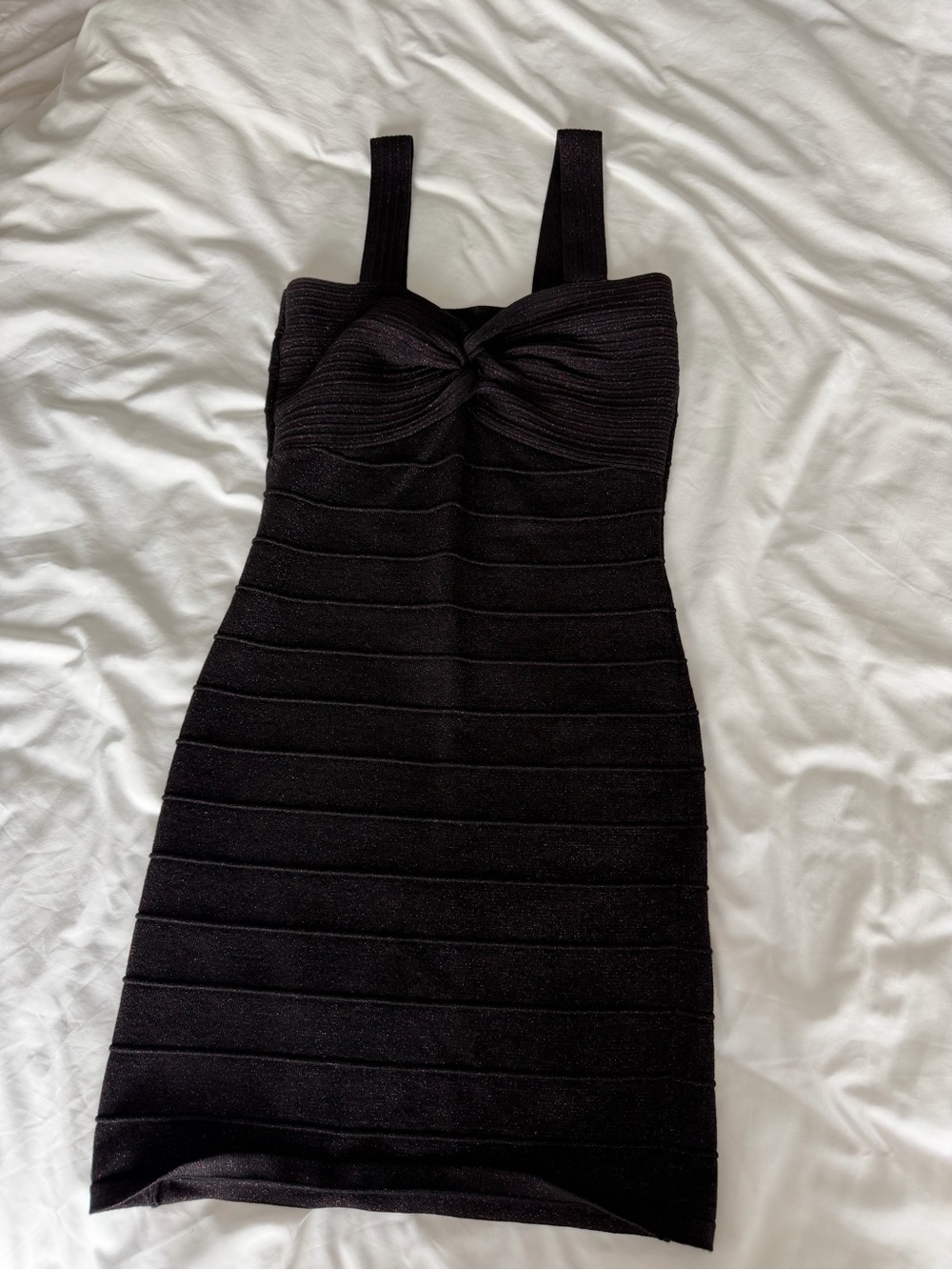 QED London Black Bandage Mini Dress with Twist Bust